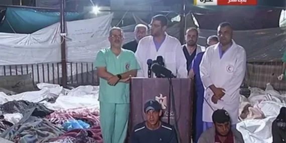 Gazze’de Bombalanan Hastanede Cesetlerin Arasından Dünyaya Seslendiler