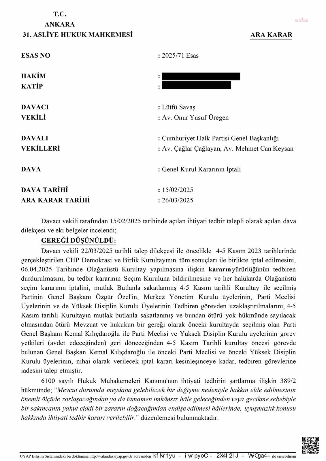 CHP'nin Olağanüstü Kurultayının Tedbiren Durdurulması Talebi Reddedildi 4 229419