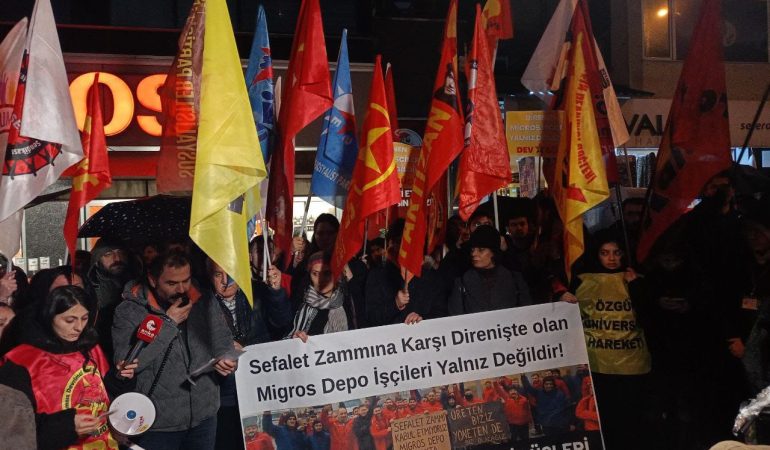 Ankara’da Emek ve Demokrasi Güçleri’nden Migros İşçilerine Destek