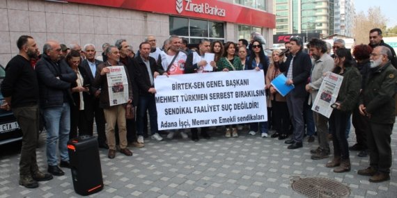 BİRTEK-SEN Genel Başkanı Mehmet Türkmen’in Tutuklanması Adana’da Protesto Edildi