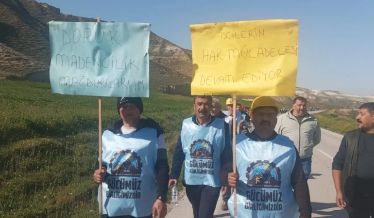 Doruk Madencilik İşçilerinin Ankara Yürüyüşü Sürüyor