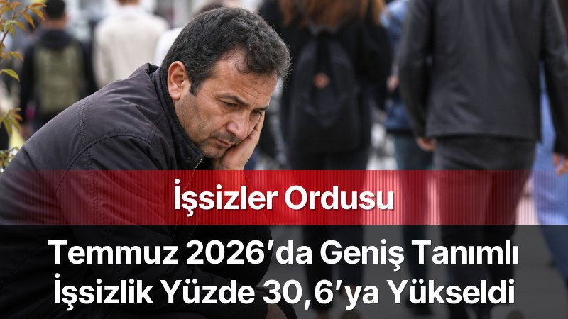 Temmuz 2026’da Geniş Tanımlı İşsizlik Yüzde 30,6’ya Yükseldi