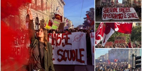 İtalya’da Öğrenciler Meloni Hükümetine Karşı Sokakta: ‘Okullara Bütçe, Savaşa Değil!’
